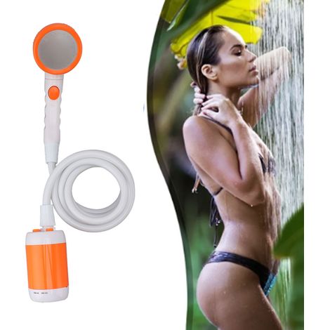 Douche électrique portable pour le camping, avec interrupteur à trois vitesses, douche électrique pour le bain des animaux, orange et blanc (1/5)