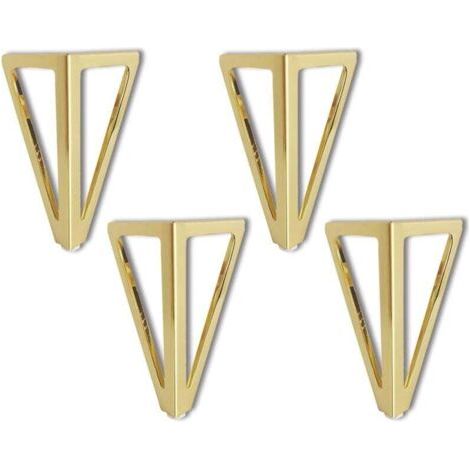 Lot de 4 pieds de meuble 15 cm – Triangulaires en métal doré – Capacité de charge 200 kg – Antidérapants pour stabilité (1/5)