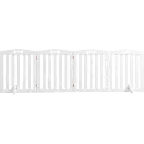 Barrera de seguridad plegable de 4 paneles para perros escaleras 207,5 x 30 x 61 cm antideslizante moderna y elegante de MDF blanco 210007472 (1/5)