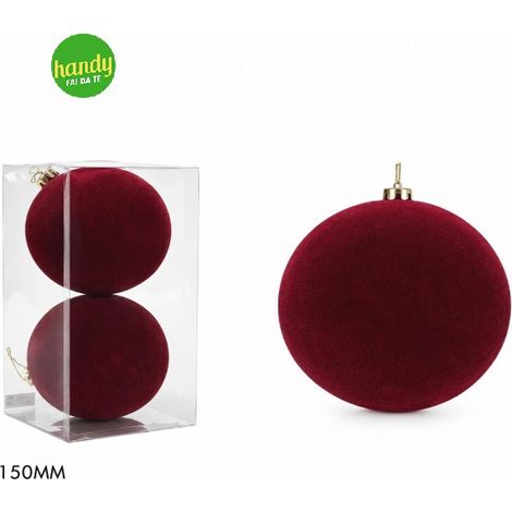Set 2 Palle di Natale General Trade Bordeaux in Velluto Ø150 mm Lisce
