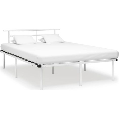 Estructura de cama sin colchón metal blanco 140x200 cm (1/5)