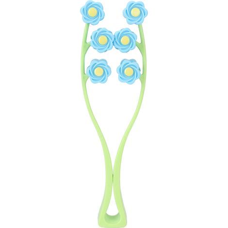 Rouleau de massage facial à rouleaux multiples concaves et convexes, poignée confortable, rouleau en forme de V, bleu (1/5)