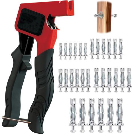 Kit d Outils de Réglage D ancrage Mural, Cheville Molly, Outil de Réglage en Métal, Avec 30 vis d ancrage Murales Creuses, Pince pour Montage de Cheville, Pour Fixation de Plaque de Plâtre (1/5)