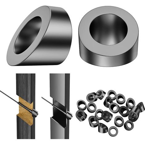 Lot de 20 rondelles d'angle noires de 5/16 po de diamètre intérieur pour poteaux de garde-corps à câbles, pour câbles invisibles de 1/8 po et 3/16 po. (1/5)