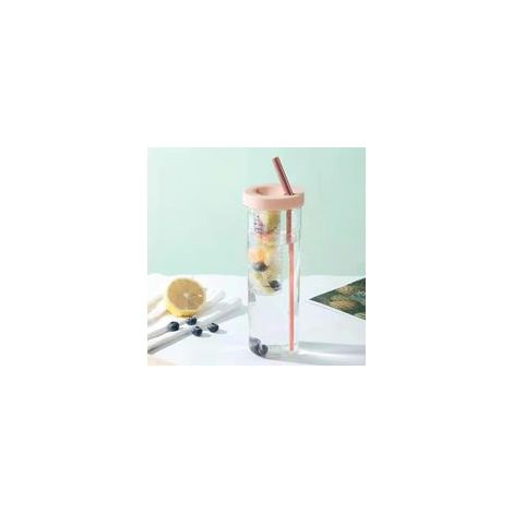 Gourde infuseur à fruits avec paille, grande capacité, portable, transparente, idéale pour le sport, la salle de gym et les activités de plein air.