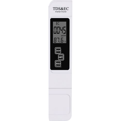 Mesureur d'eau polyvalent 3-en-1 : contrôleur digital TDS/EC/thermo, coupure auto 5 min, hold lecture, compact, pour aquarium piscine labo (1/5)