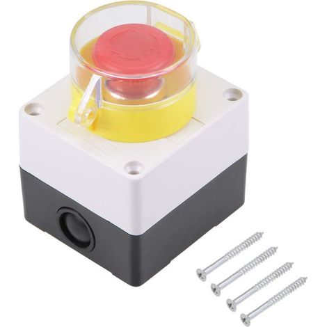 royaluxe -Station de commutation à bouton-poussoir, verrouillage NC, interrupt d'arrêt d'urgence sans champignon avec couvercle de protection (1/3)