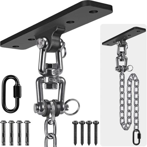 Suspension Le Hamac Suspendre la Balançoire Ensemble de Support Pivotant 1M Chaîne Mousqueton pour Aire de Jeux Intérieur Extérieur Chaise Yoga Corde Sacs de Frappe, Jusqu'à 600lbs (1/5)