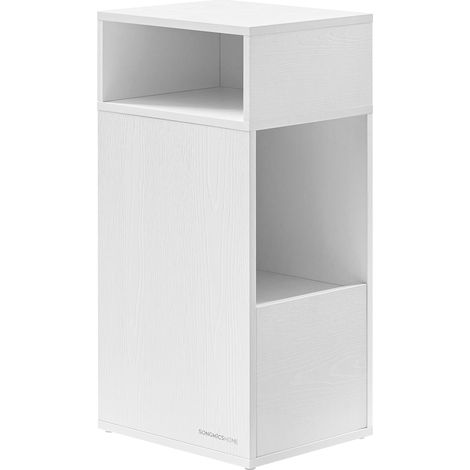 Table de Chevet, Toolless Assemblage Ultra-Rapide sans Outils, Petite Table d'Appoint avec 2 Compartiments Ouverts et 1 Tiroir, 30 x 25 x 59,4 cm, Blanc Neige (1/5)