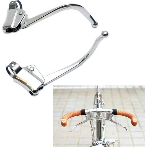 Paire de leviers de frein pour vélo ville rétro, guidon route courbé, pièces de frein pour vélo à pignon fixe (1/5)