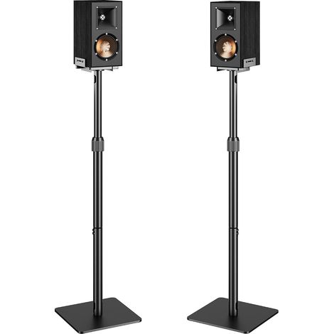 Universal Adjustable Speaker Stand 86-113.5 cm, 11 lbs, Black Speaker Stand Compatible with 15, Adjustable Height, Built-in Cable Management, 1 Pair (1/5)