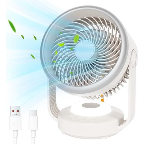 Ventilatore da scrivania silenzioso - 5400 mAh per la circolazione dell'aria - 4 velocità e testa inclinabile - Ideale per ufficio e camera da letto (1/5)