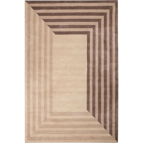 Area Rug Beige Viscose and Wool Rectangular Shape Geometric Pattern 200 x 300 cm Modern Style Living Room SARAI