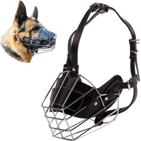 Museruola in metallo per cani – Antiabbaio e antimorso – Regolabile per cani di piccola, media e grande taglia (XL) (1/5)