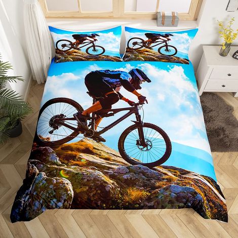 pour vélo de Montagne pour Enfants,Garons,Sport extrême,Housse de Couette 3D Dirt Bike Couvre-lit,3 pièces Double (1/5)