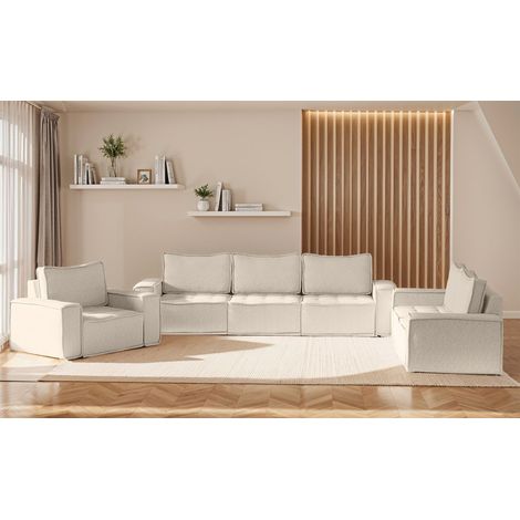 Sofaset Modulsofa-Set 6-teilig SANDE 3-2-1 Stoff Alpine Beige (1/5)