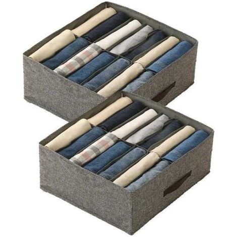 Organiseur de vêtements de placard 2 pièces à 14 compartiments - Organisation et rangement de placard pour t-shirts et jeans (1/5)