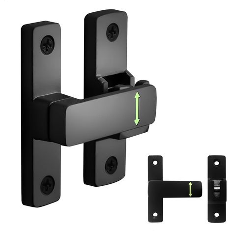 JSSEVN - Sliding Door Lock, Interior Door Latch, 90/180 Degree Stainless Steel Deadbolt Lock, Heavy Duty Right Angle Clutch Lock (1/5)