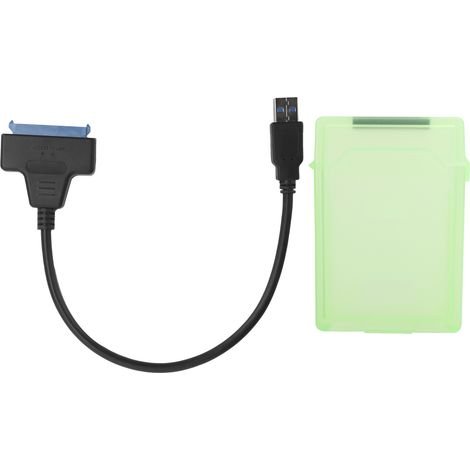 Câble Adaptateur Disque Dur - Interface Sata Usb 3.0 - Boîtier De Protection Vert - Pour Hdd Et Ssd 2.5 Pouces (1/5)