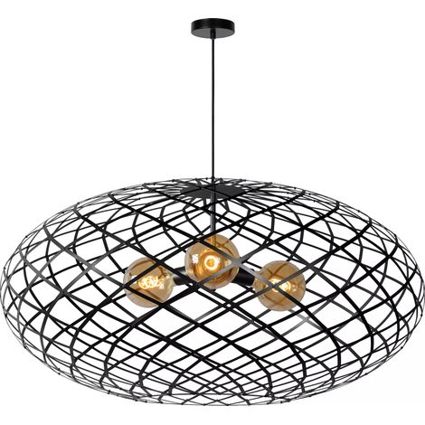 Lampadario nero moderno in metallo Lucide Wolfram 3xE27 (1/5)