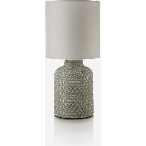 Tischlampe aus Keramik mit Zaffira-Schirm - Grau