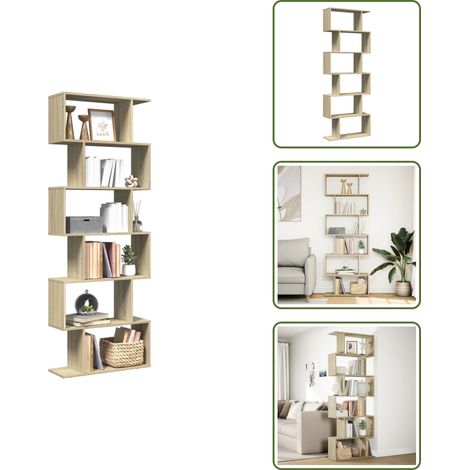 The Living Store Raumteiler-Bücherregal 6 Etagen Sonoma-Eiche 70x24x193 cm - Bücherregal (1/5)