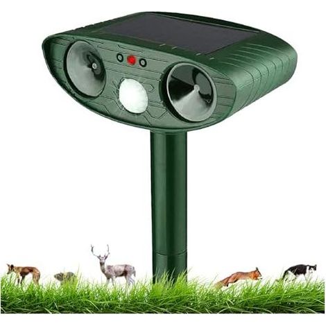 Ultraschall-Katzenabwehrgerät, Solar- und Ultraschall-Wasserdichtes Nagetierabwehrgerät für den Außenbereich mit Bewegungsmelder für Katzen, Hunde, Mäuse und Wildtiere - (1/5)