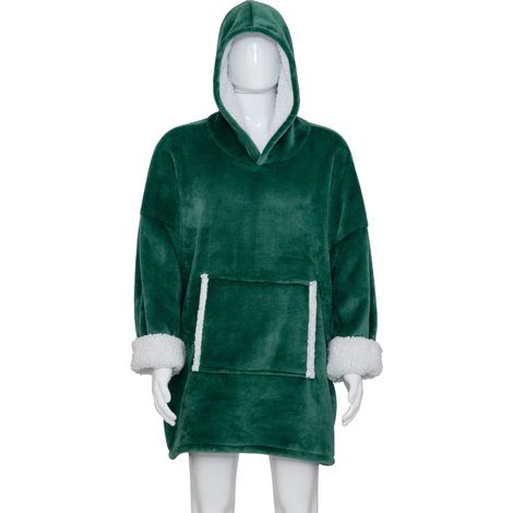 Plaid à manches vert et blanc, taille L-XL, parfait pour Noël féerique (1/4)