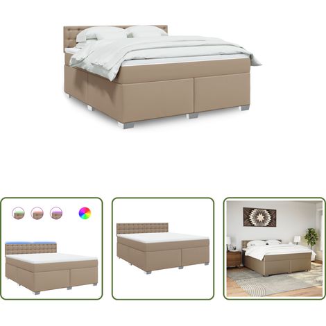 vidaXL Surmatelas -  Sommier à lattes de lit avec matelas Cappuccino 180x200 cm (1/5)