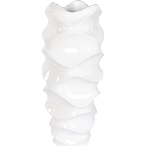 Vase design ondulé en fibre de verre blanc élégant - Blanc pureté ondulée (1/3)