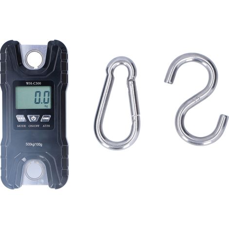 Balance électronique portable suspendue avec écran LCD, boîtier en plastique ABS, capacité 500 kg, noire (1/5)