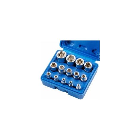 Lot de 14 douilles Torx femelles E4E24 Acier chromevanadium forgé Identification rapide par marquages Compatible cliquets et barres de rupture (1/4)