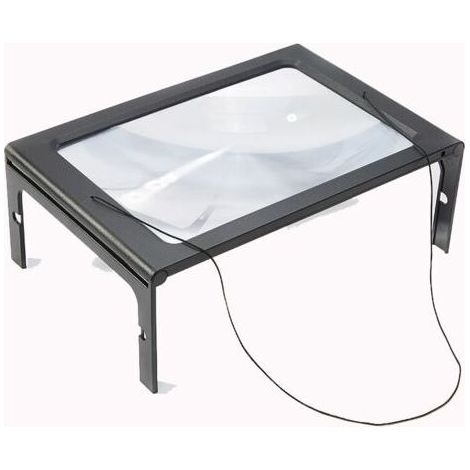 QORVA-Loupe mains libres A4 3X avec lumière USB 4 LED Loupe pleine page rectangulaire éclairée par LED Accessoire Lecture pour personnes âgées broderie téléphone ordinateur portable basse vision (1/4)