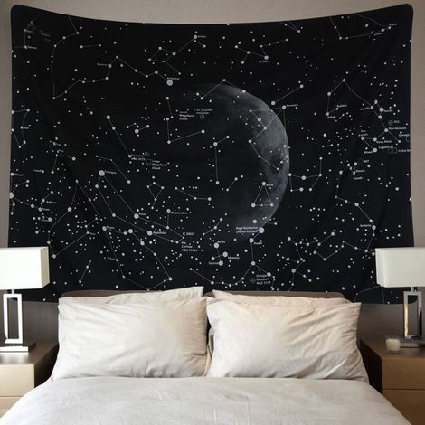130x150cm Indien Hippie Bohème Mandala Tenture Murale Tapisserie pour la Nature Décorations Couvre-lit Courverture pour la Maison Salon Chambre Dortoir Décor (Carte des Constellations, M ) (1/5)