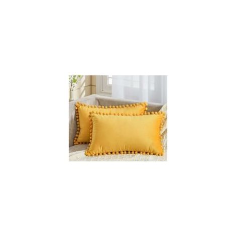 Housse Coussin 30x50 cm Jaune Moutarde Decoration Salon Maison Scandinave Lot de 2 Protege Oreiller Velours Doux Double Face Rectangulaire à Couleur Uni pour Coussin Fauteuil Bureau (1/5)