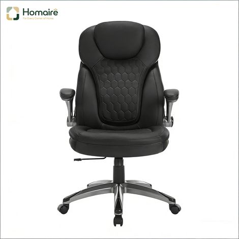 Schwarzer Bürostuhl aus Metall und Netzgewebe sowie Nylon und PU 67,5 x 67,5 x 120 cm HOMAIRE (1/5)