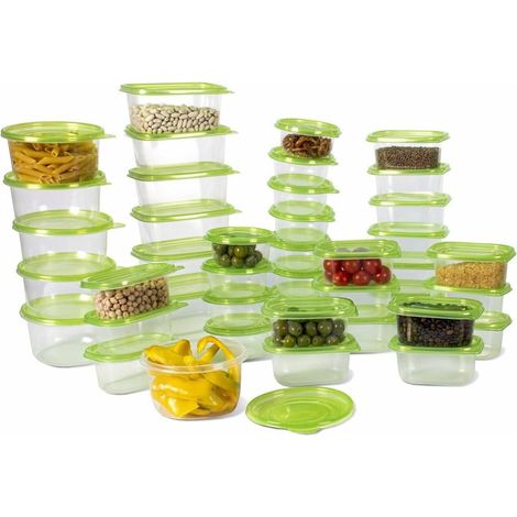 Trade Shop - Set 27 Pz Contenitori Alimenti Cibo In Plastica Con Coperchio Contenitore Frigo - (1/2)