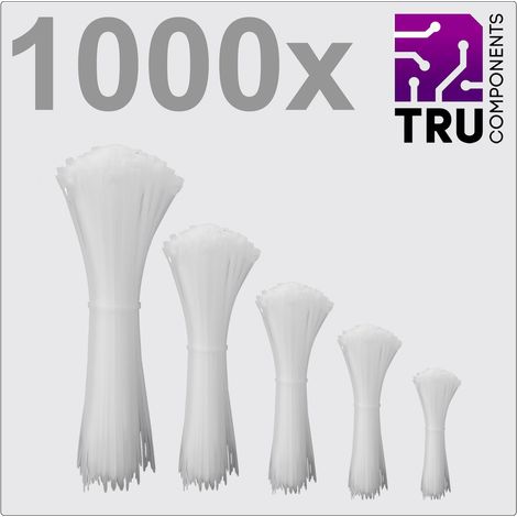 TRU COMPONENTS TC-12888564 T24CA073 Kabelbinder 3.6 mm Weiß UV-stabilisiert 1000 St.