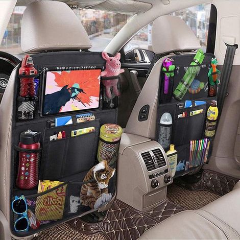 2 pièces - Organisateurs de siège de voiture robustes - Avec support de tablette - Organisateur de rangement pour voiture - Protection de siège arrière - Accessoires auto (1/5)