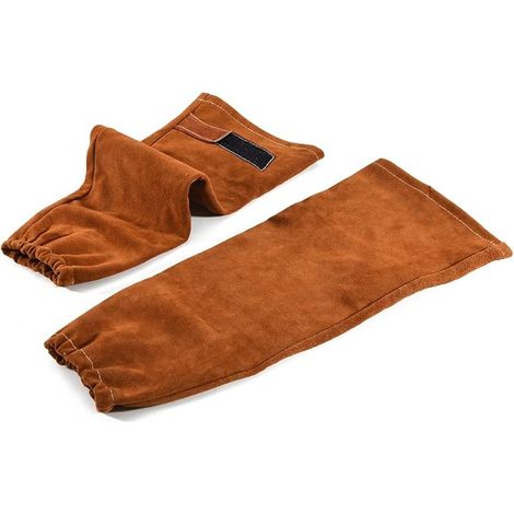 Leder-Schweißerschutz für Männer und Frauen Antihaft-Innenfutter aus Rindsleder Hitze- und flammbeständige Gartenarm-Schutzhülle, 1er-Set (Kamel, 40 cm) (1/5)