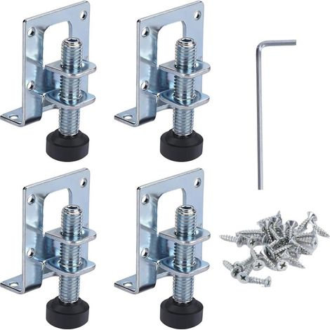 Lot de 4 pieds de meubles réglables M10, pieds réglables pour meubles, pieds de nivellement robustes avec clé hexagonale et 24 vis pour tables, armoires, établis et plus encore (1/5)