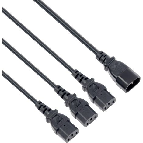Vultech MU-UPS04 IEC C14 auf 3x IEC C13 Stromverteilerkabel  1 m  3000 W 10 A 250 V