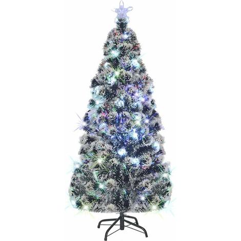 Un sapin de Noël pré-illuminé avec supports et guirlande lumineuse LED à fibre optique de 150 cm. (1/5)