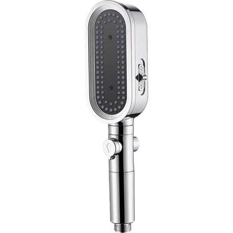 Pommeau de douche haute pression, robinet de douche à main réglable à 3 modes, accessoires de salle de bain, argent (1/4)