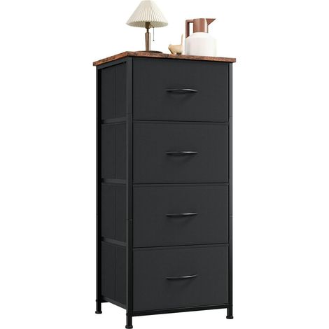 Stoffkommode mit 4 Schubladen, Aufbewahrungsschrank für Schlafzimmer, Wohnzimmer, Flur, 93x42x30 cm (1/5)