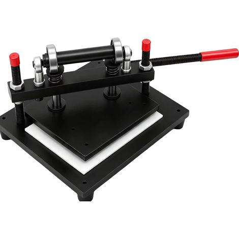 Máquina de corte, tamaño de la placa superior: 26x16 cm, capacidad de carga: 2 T (4409 lbs), carrera de presión máxima: 15 mm (0,6 pulg), ancho de alimentación: 31 cm (12,2 pulg), altura ajustable: 10 (1/5)