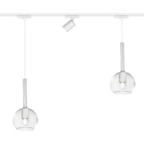 Binario top light mono 1155 future yari bi bianco e27 led lampada soffitto moderna spot orientabile vetro trasparente