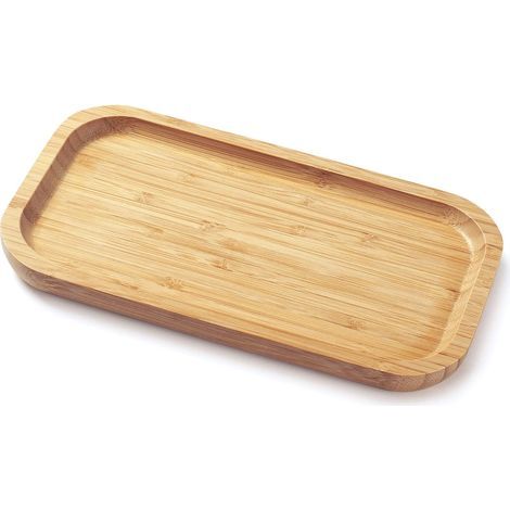 Plateau de lavabo en bambou pour organiser et exposer la décoration, plateau de comptoir de salle de bain, 25 x 14 x 2 cm (1/5)