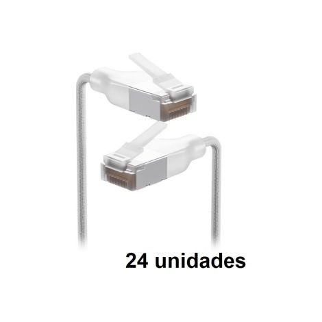 Ubiquiti UACC-CABLE-PATCH-EL-C6A-0.15M-W-24 Pack de 24 cables RJ45 de 0.15M blindado con trenzado ultrafino (di&aacute metro exterior de 3mm) y con cu