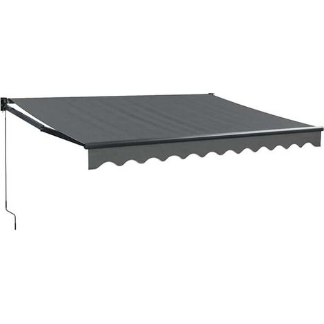 Store banne rétractable gris anthracite, 3 x 2,5 mètres, en tissu et aluminium. (1/5)